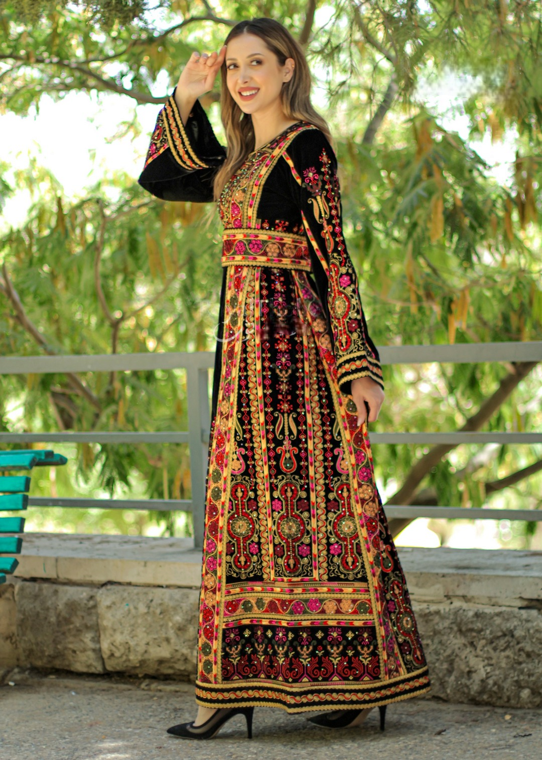 Black & Mix Velvet - Very High Quality Embroidered Palestinian style Thobe