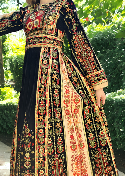 Golden Velvet  - Very High Quality Embroidered Palestinian style Thobe