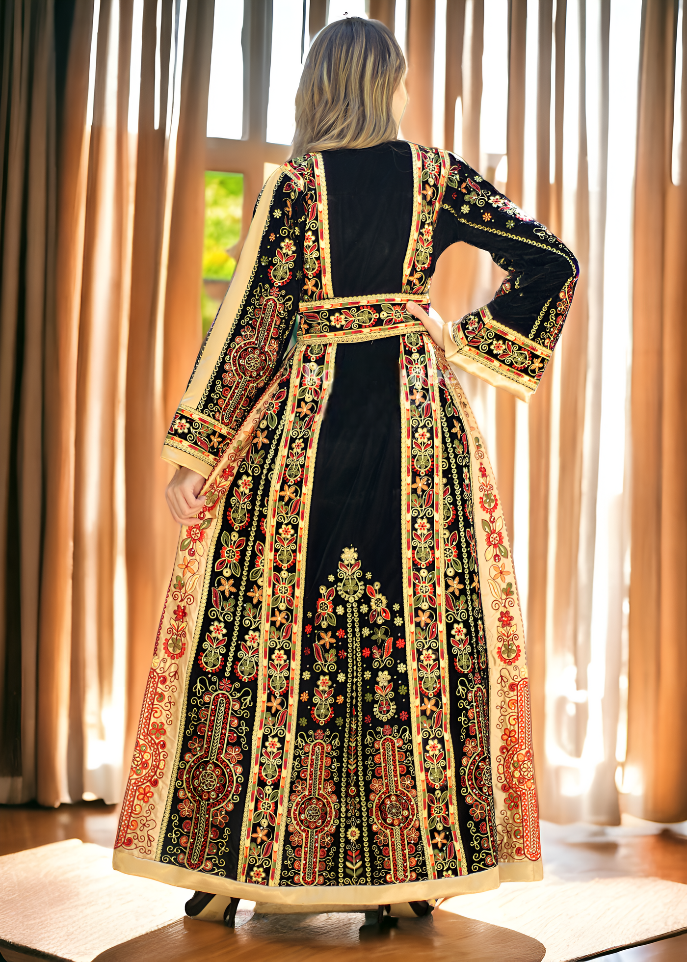 Golden Velvet  - Very High Quality Embroidered Palestinian style Thobe