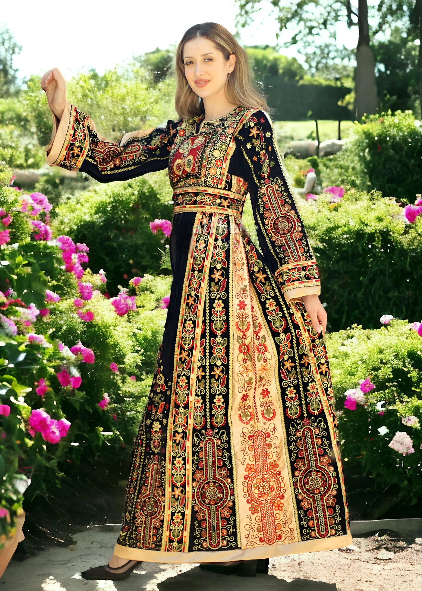 Golden Velvet  - Very High Quality Embroidered Palestinian style Thobe - JPK Traditions