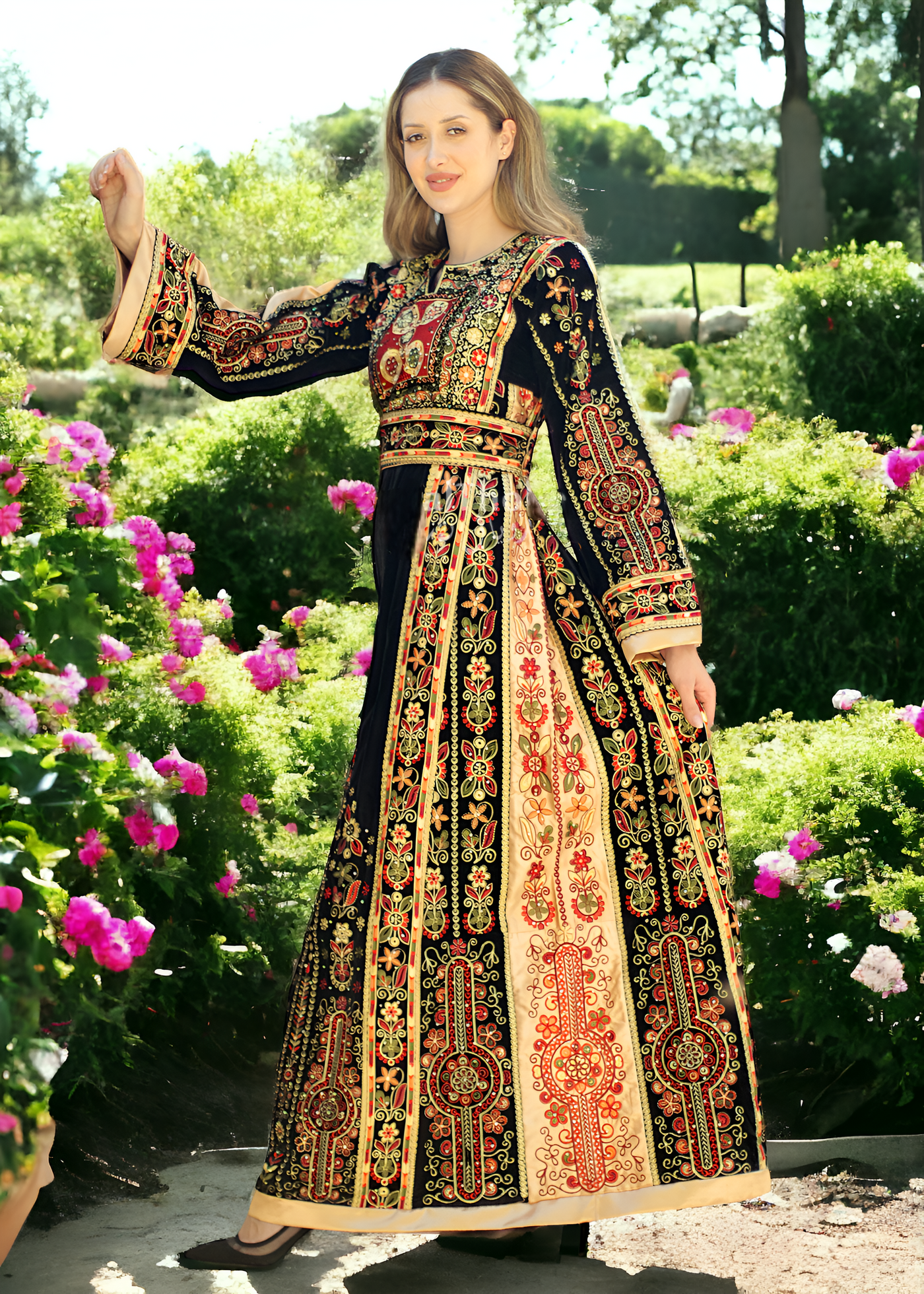 Golden Velvet  - Very High Quality Embroidered Palestinian style Thobe