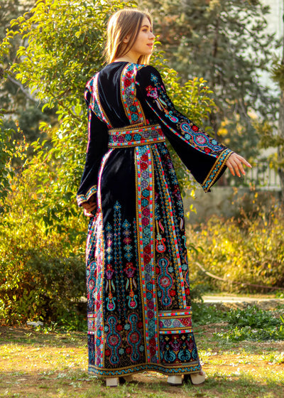 Majestic Colorful Velvet Thobe - Very High Quality Embroidered Palestinian style Thobe - JPK Traditions