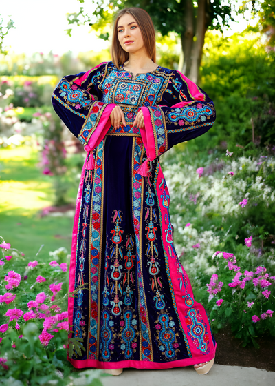 Colorful Beauty Velvet - Very High Quality Traditional Embroidered Palestinian Thobe/Dress