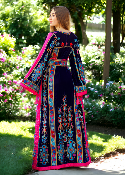 Colorful Beauty Velvet - Very High Quality Traditional Embroidered Palestinian Thobe/Dress