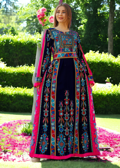 Colorful Beauty Velvet - Very High Quality Traditional Embroidered Palestinian Thobe/Dress