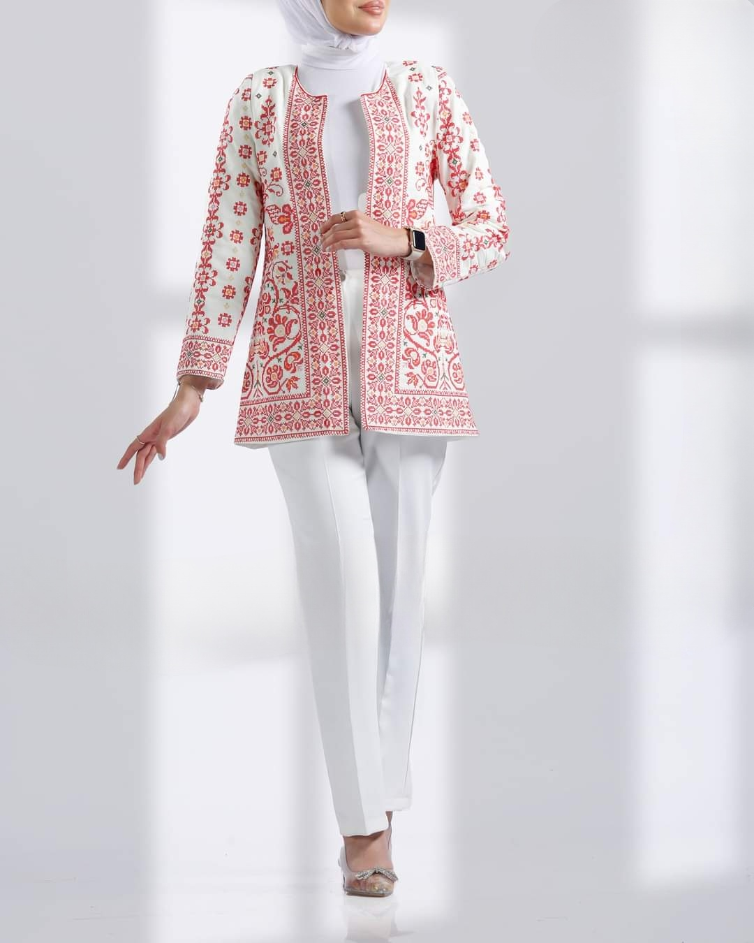 Embroidered Jacket With Collar 2 - Embroidered Palestinian / Jordanian style
