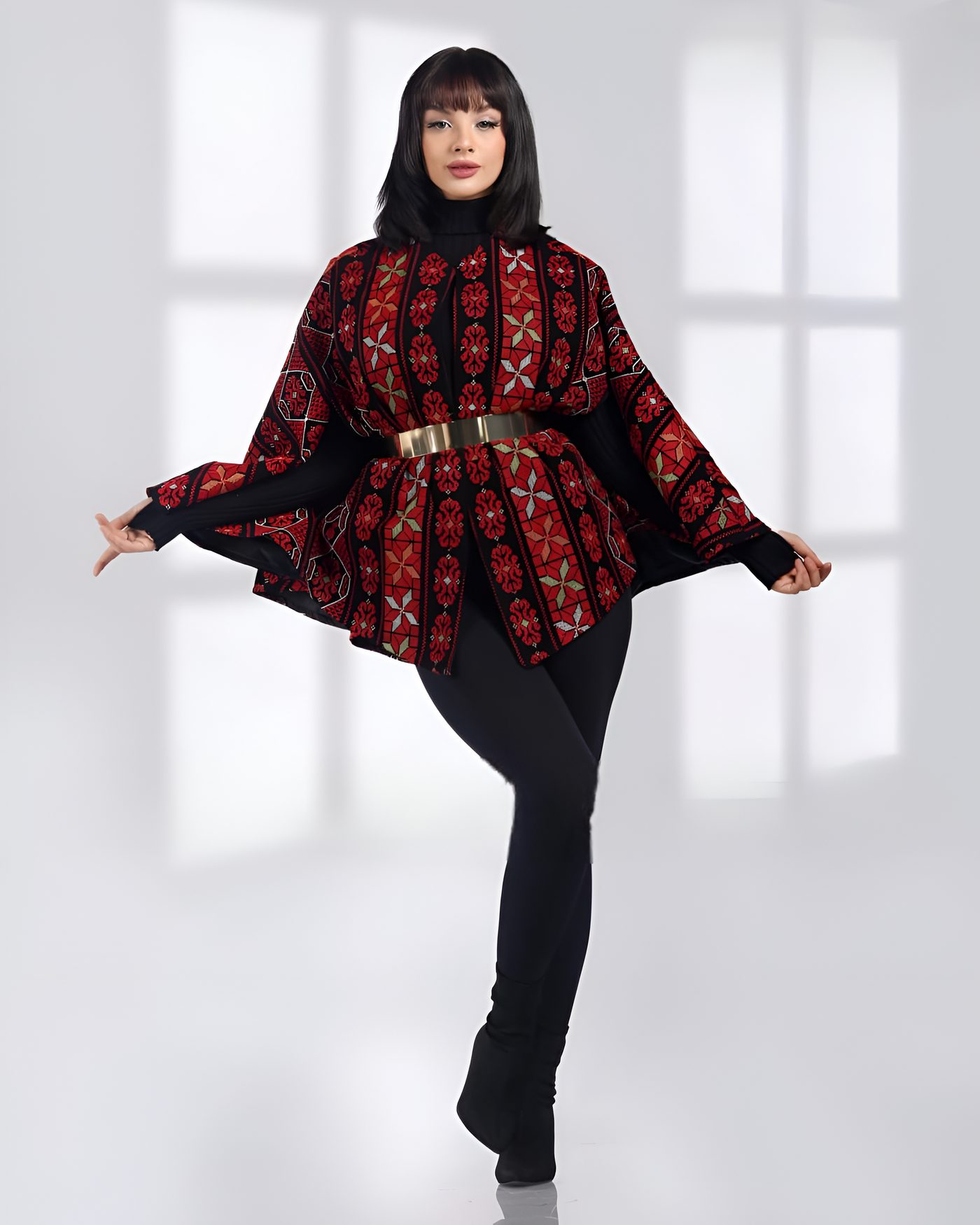 Exotic Embroidered Jacket - Palestinian / Jordanian Traditional style Jacket With Collar