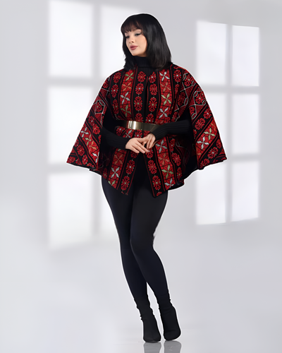 Exotic Embroidered Jacket - Palestinian / Jordanian Traditional style Jacket With Collar