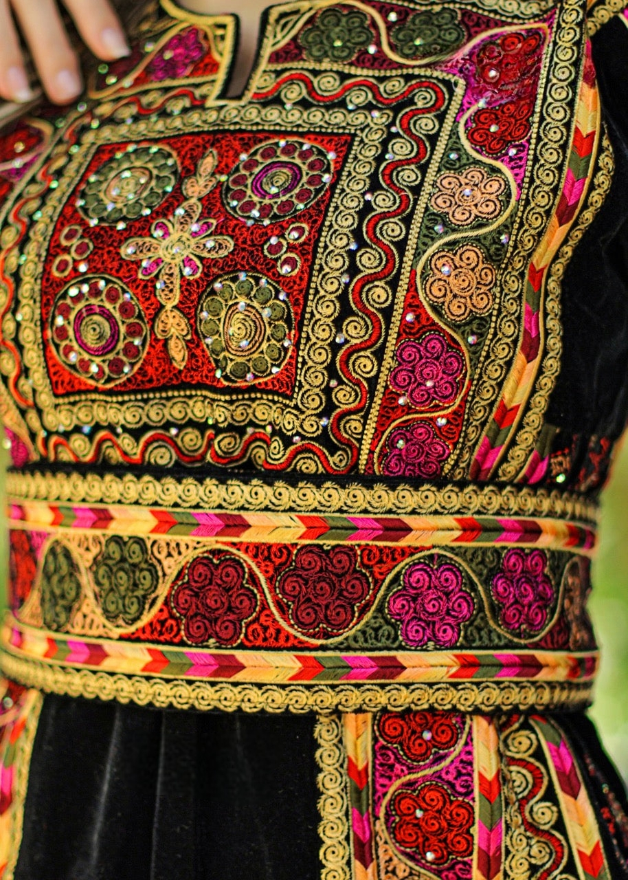 Black & Mix Velvet - Very High Quality Embroidered Palestinian style Thobe