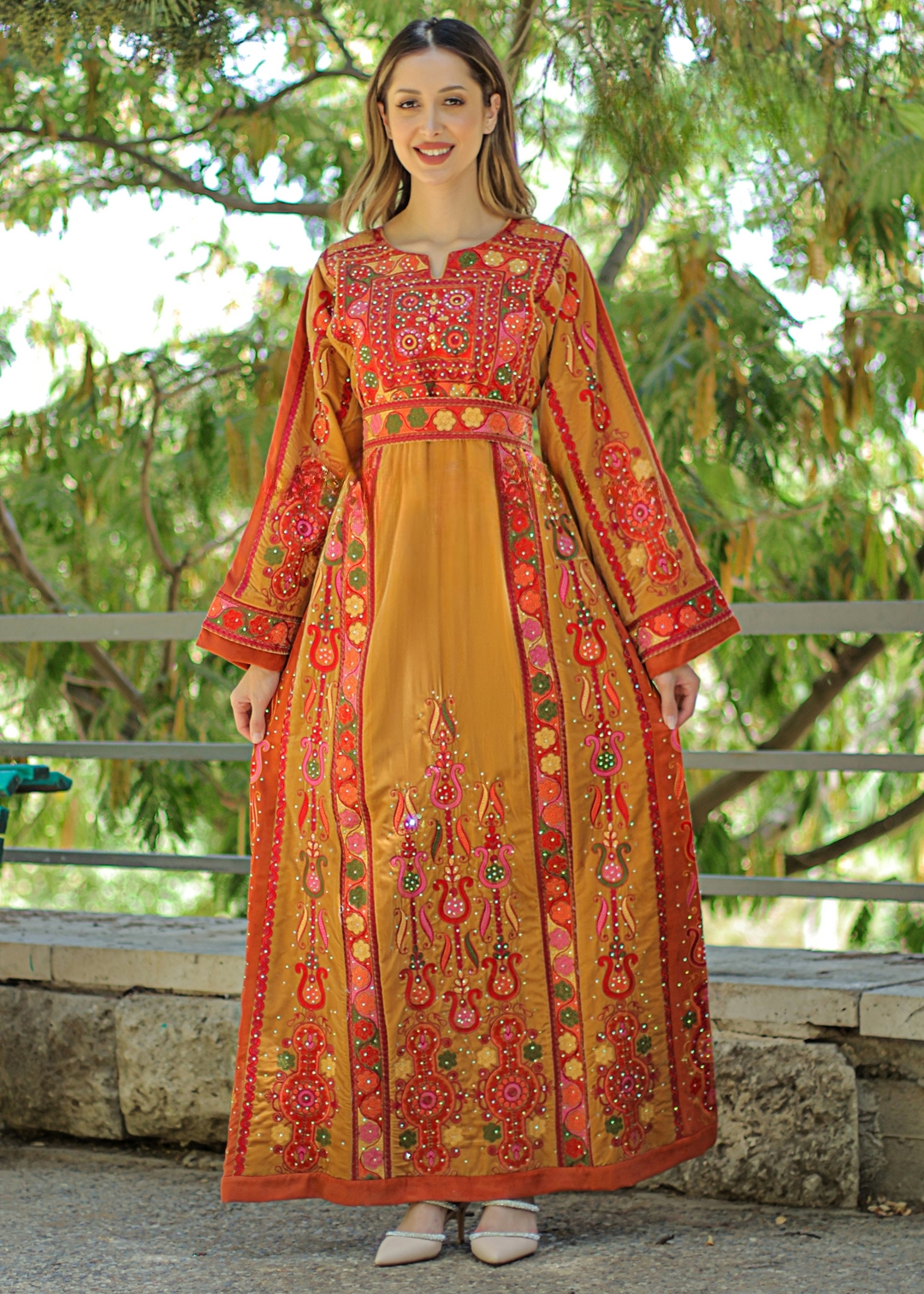 Orange Beauty - Very High Quality Embroidered Palestinian style Thobe