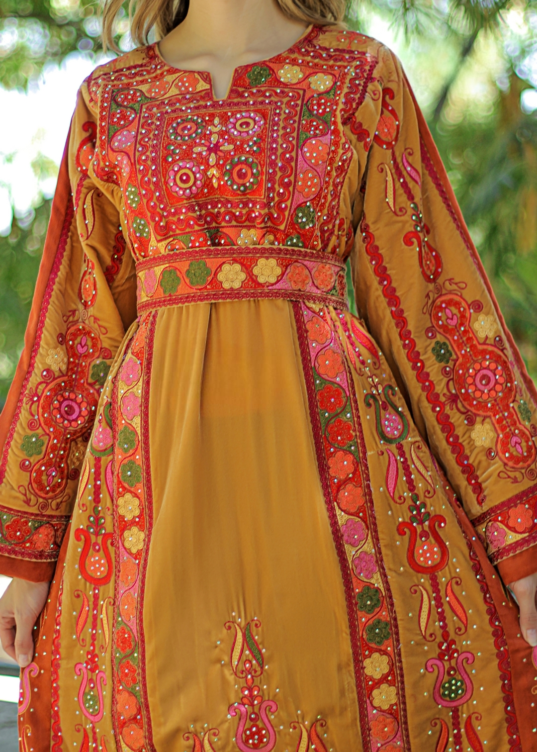 Orange Beauty - Very High Quality Embroidered Palestinian style Thobe