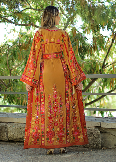 Orange Beauty - Very High Quality Embroidered Palestinian style Thobe