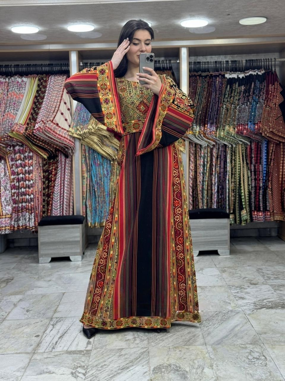 Desert Bloom Thobe - High Quality Traditional Embroidered Palestinian Thobe