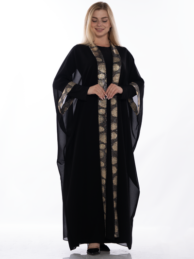 Black Elegance - High Quality Embroidered Palestinian style Bisht/Abaya