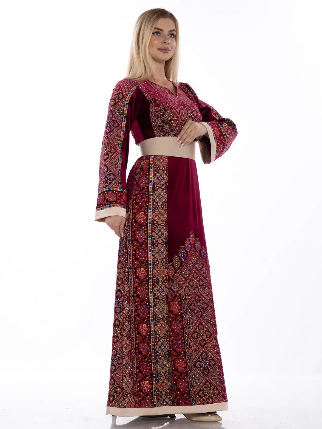 Jenin Velvet Beauty - High Quality Traditional Embroidered Palestinian Thobe - JPK Traditions