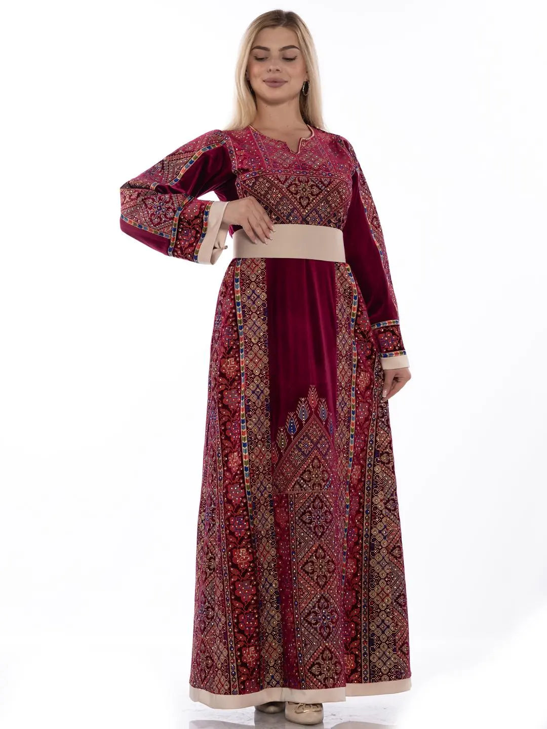 Jenin Velvet Beauty - High Quality Traditional Embroidered Palestinian Thobe - JPK Traditions