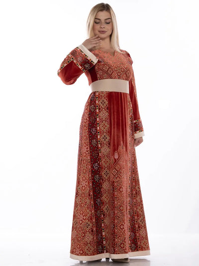 Jenin Velvet Beauty - High Quality Traditional Embroidered Palestinian Thobe - JPK Traditions