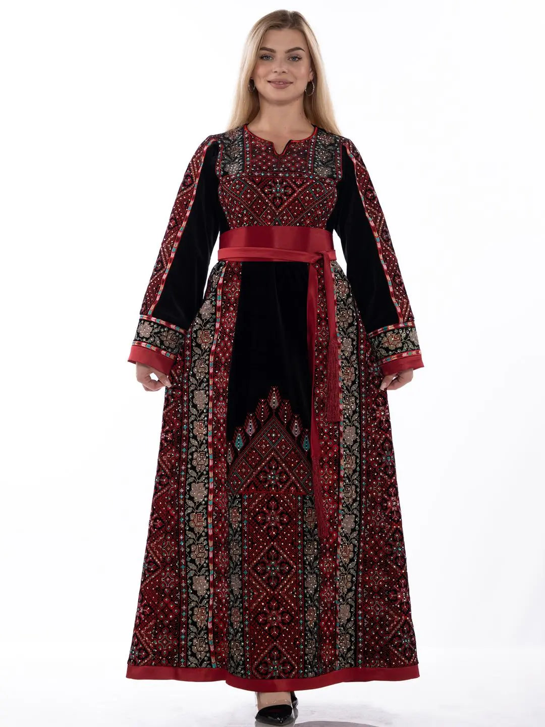 Jenin Velvet Beauty - High Quality Traditional Embroidered Palestinian Thobe - JPK Traditions