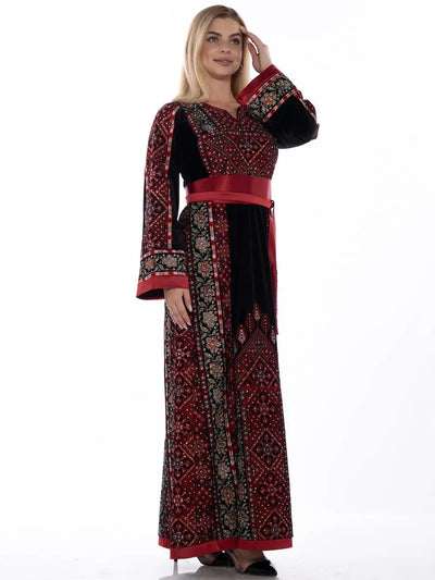 Jenin Velvet Beauty - High Quality Traditional Embroidered Palestinian Thobe - JPK Traditions