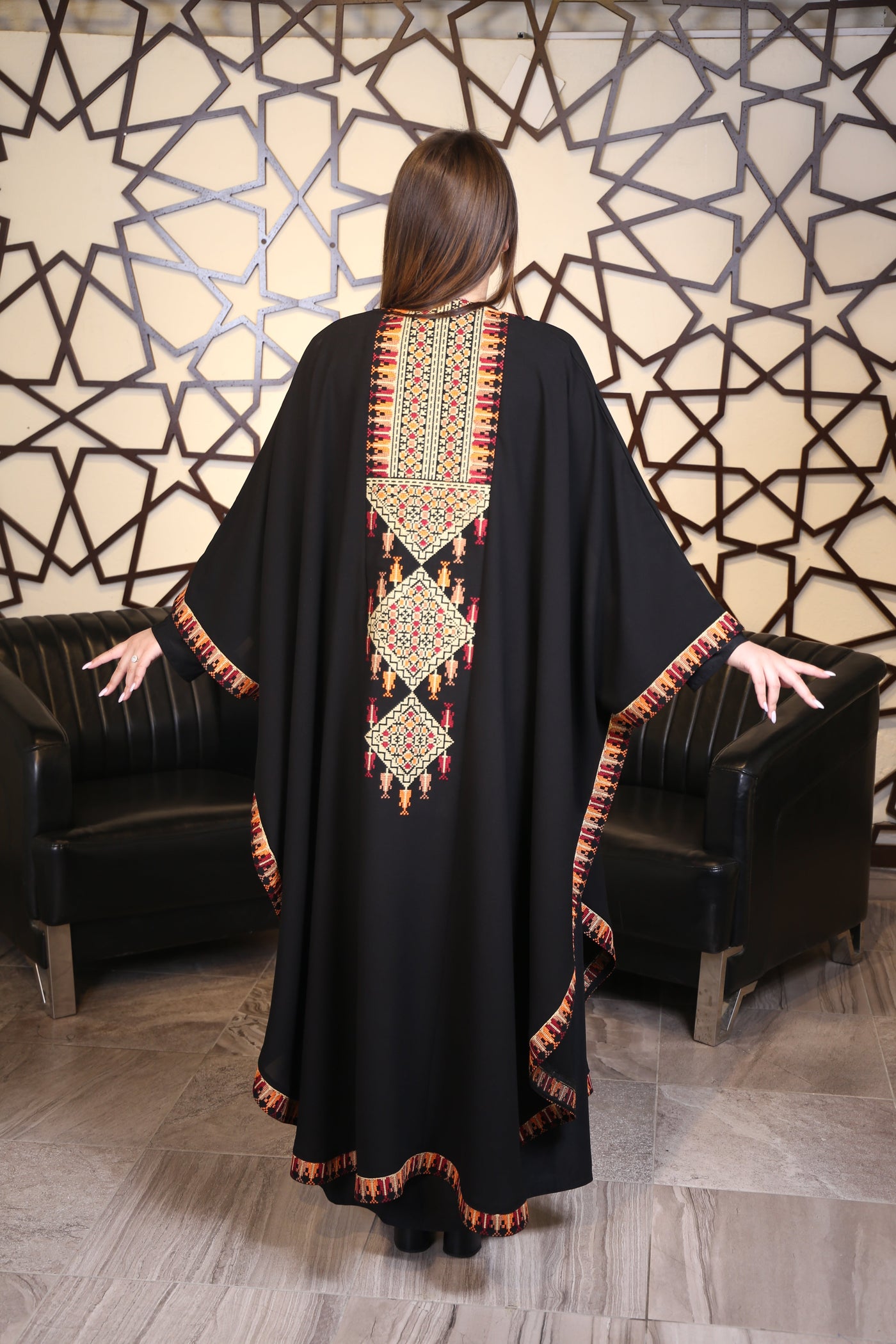 Palestinian Bisht - (2 piece) Embroidered Palestinian style Bisht/Abaya