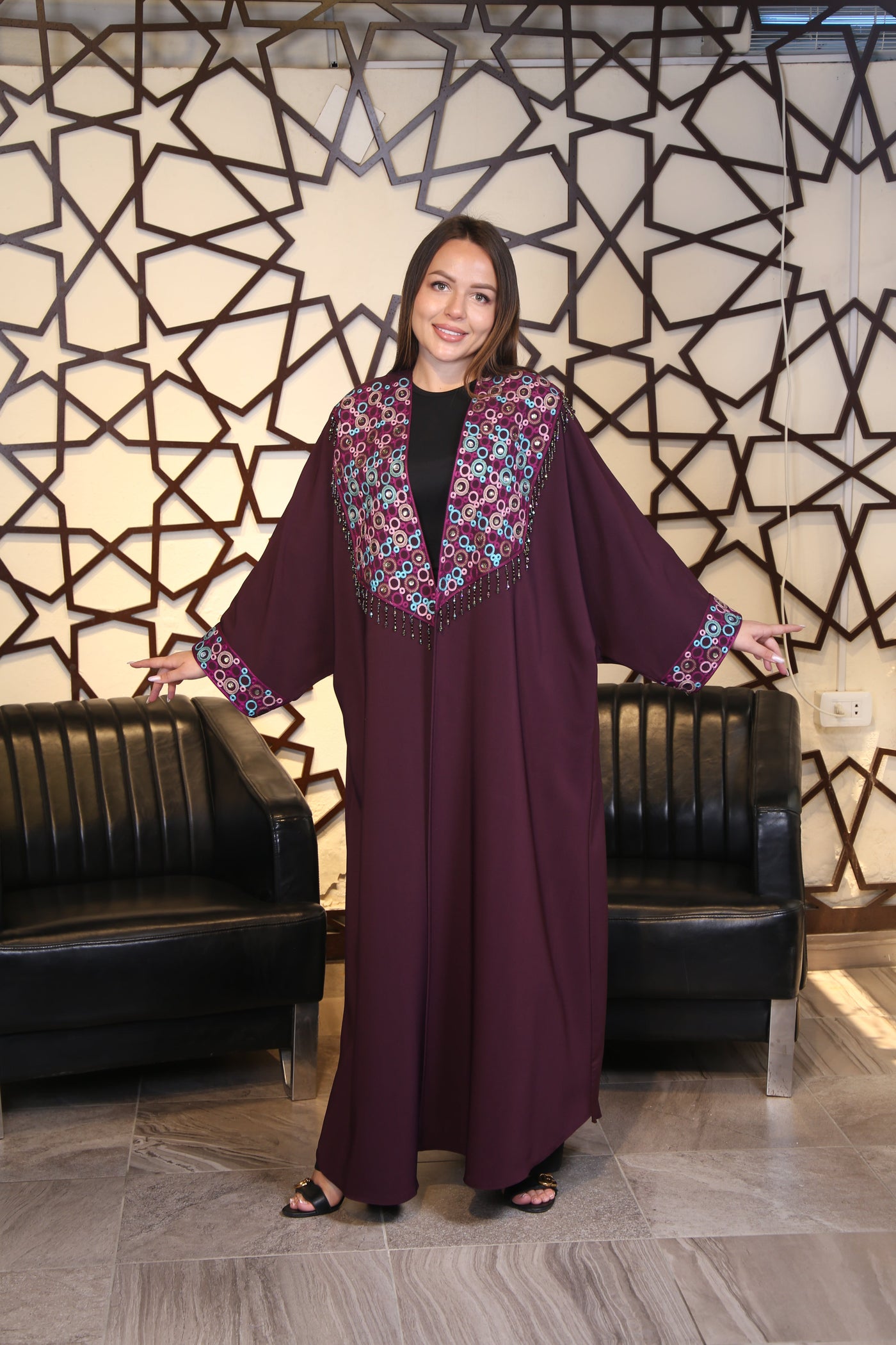 Free Size Embroidered Abaya- Palestinian style Abaya