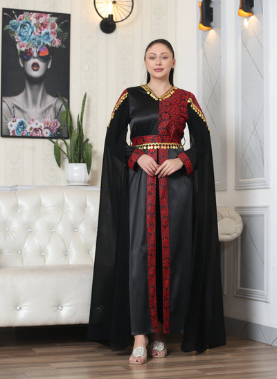 Golden Dinar - Embroidered Palestinian Style Dress