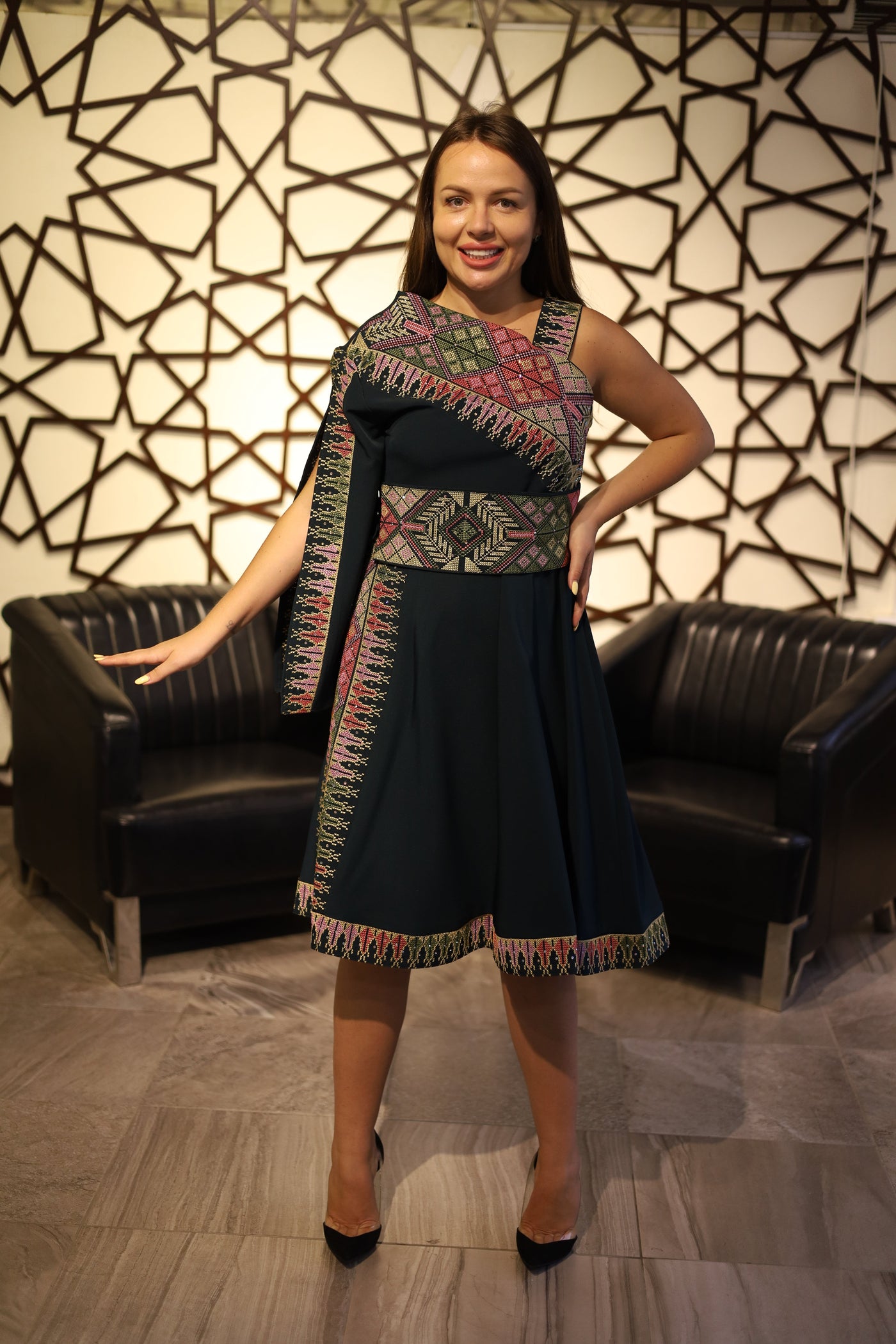 Sky Queen - Palestinian Style Inspired Aesthetic Short Dress