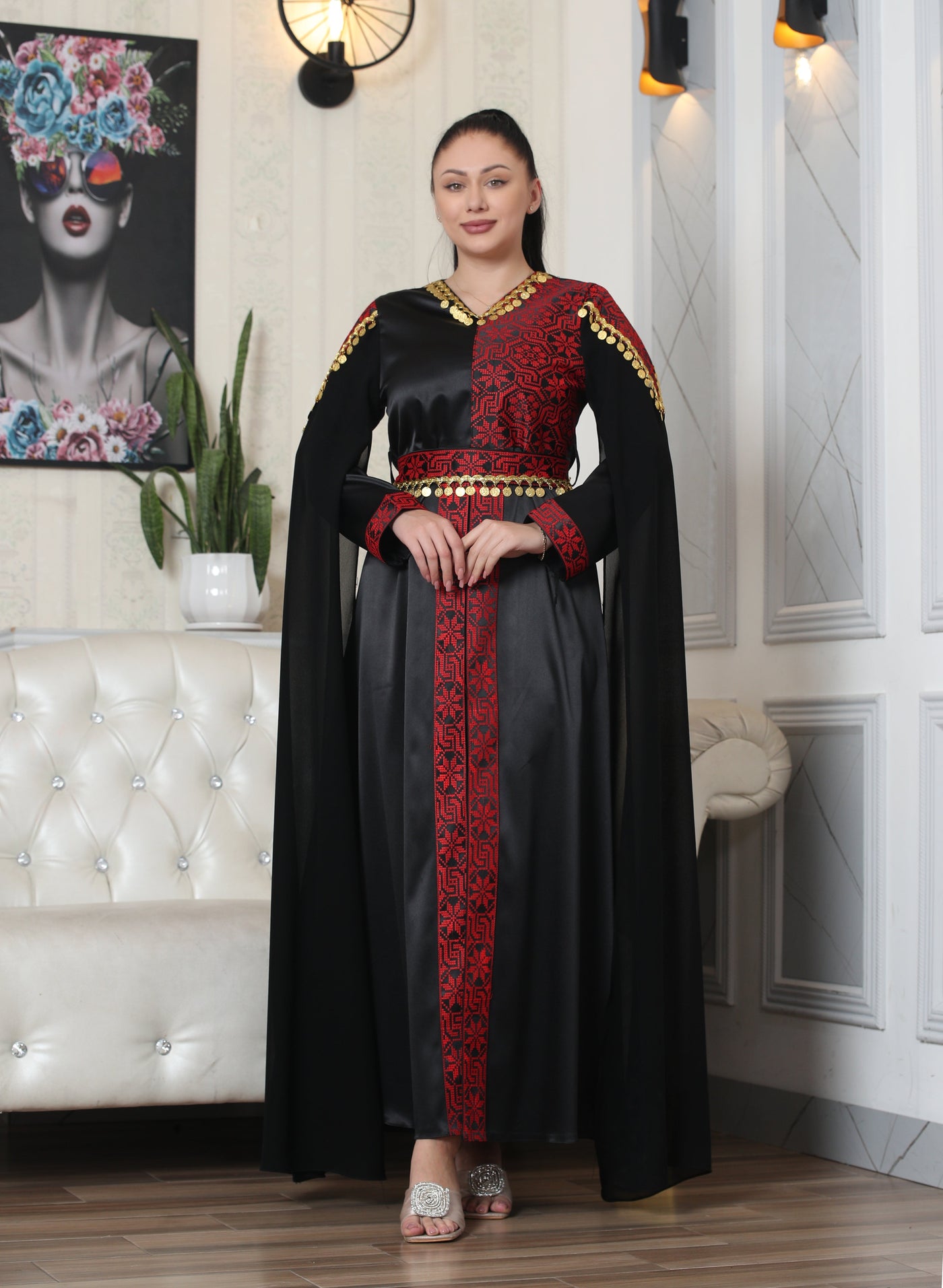 Golden Dinar - Embroidered Palestinian Style Dress