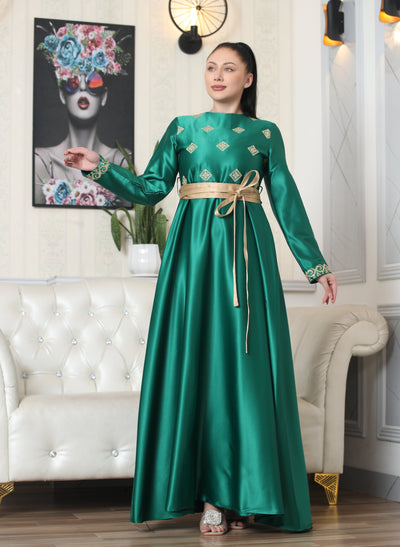 Green Queen - Embroidered Palestinian Style Dress
