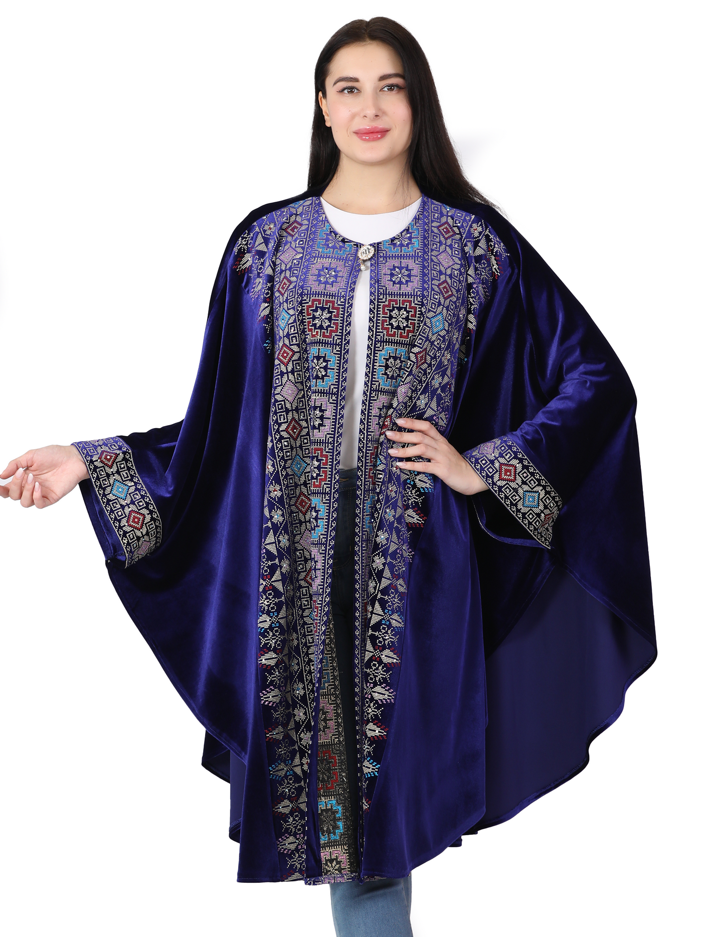 Embroidered Jacket/Shawl - (Free Size) High Quality Embroidered Palestinian style shawl/Jacket