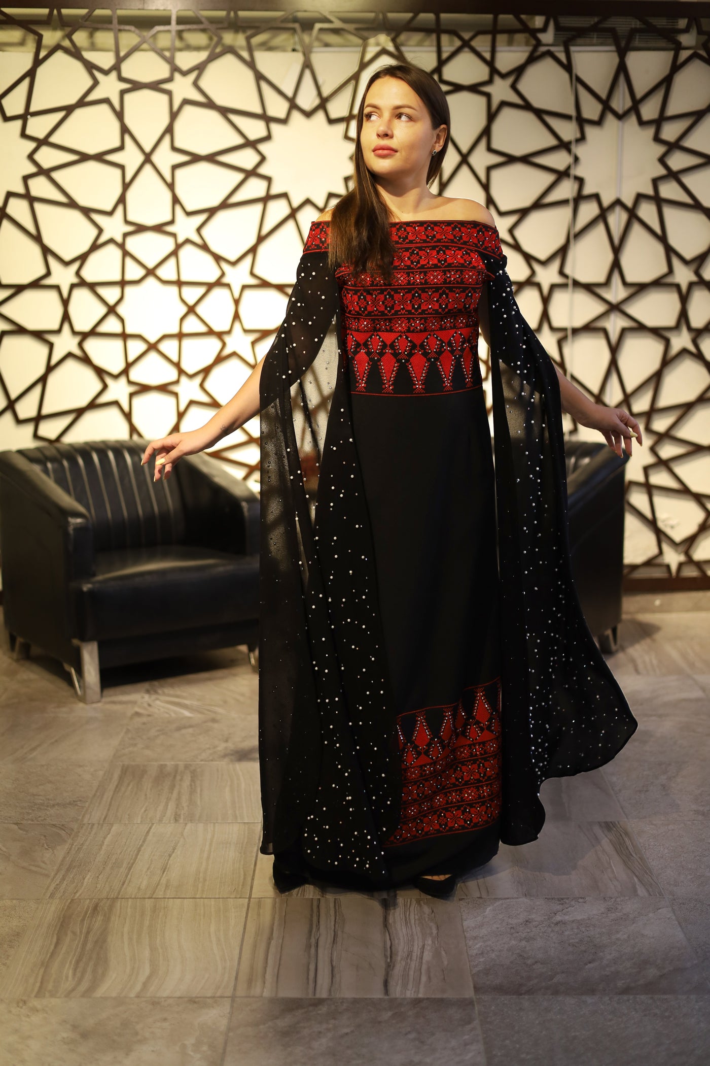 Butterfly - Sleeveless Embroidered Palestinian Dress