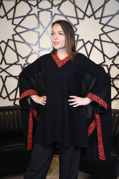 Keffiyeh Shawl -Embroidered Palestinian style Shawl ( FREE SIZE)