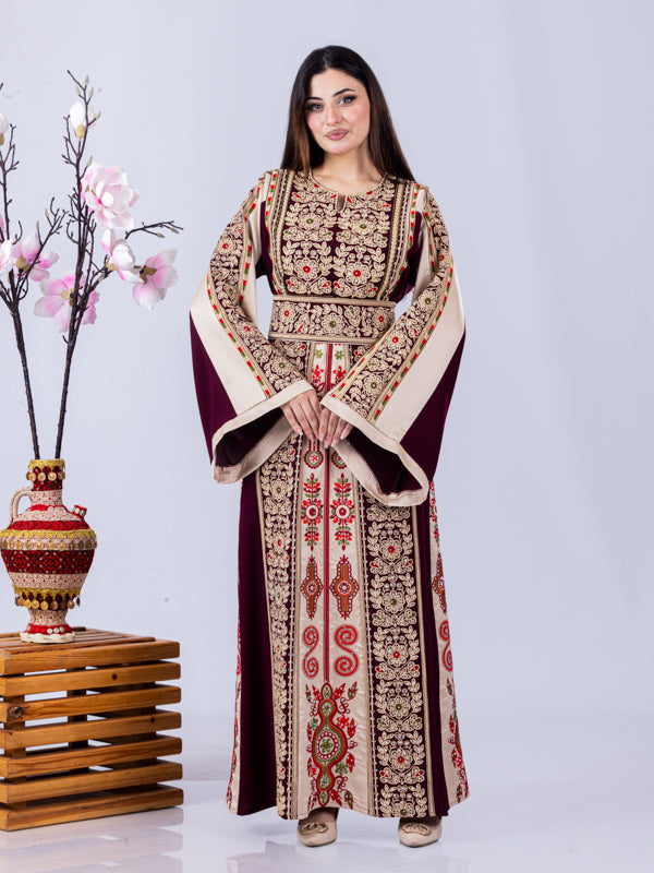 Pomegranate Of Hebron - High Quality Traditional Embroidered Palestinian Thobe