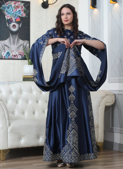 Navy Pearl - Embroidered Palestinian Dress