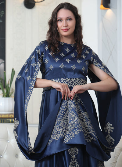 Navy Pearl - Embroidered Palestinian Dress