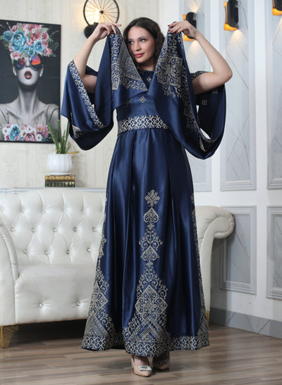 Navy Pearl - Embroidered Palestinian Dress