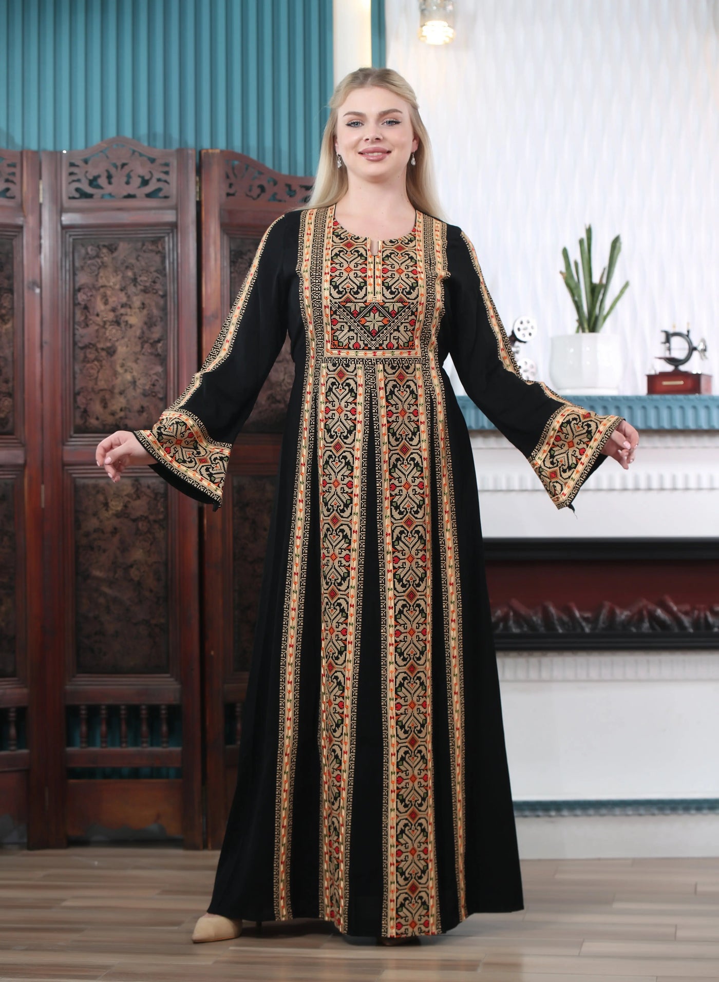 Pearl Of Beit Jala 2 - Embroidered Palestinian style Thobe - JPK Traditions