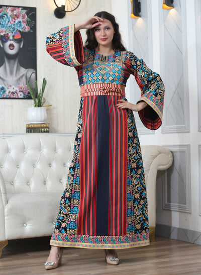 Navy Majdalawi - High Quality Traditional Embroidered Palestinian style Thobe for women