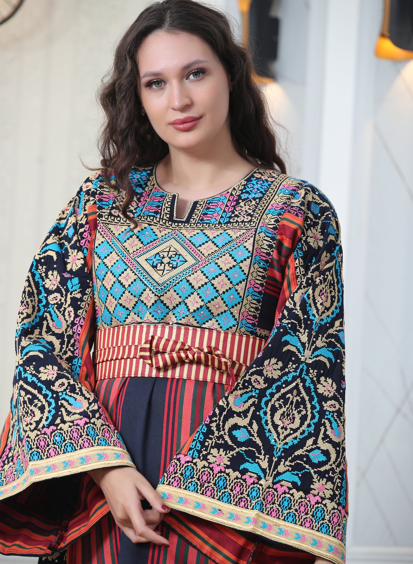 Navy Majdalawi - High Quality Traditional Embroidered Palestinian style Thobe for women