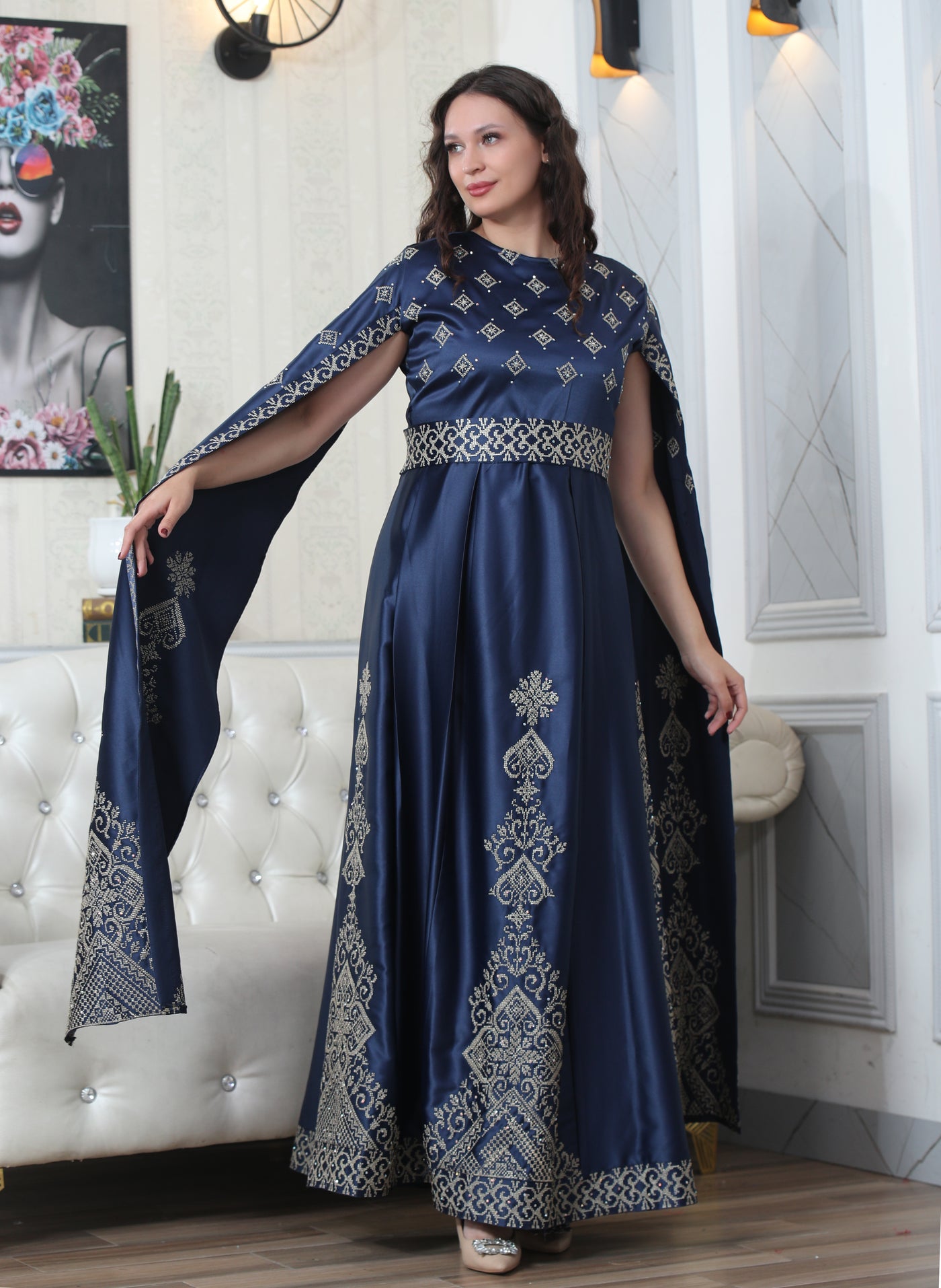 Navy Pearl - Embroidered Palestinian Dress