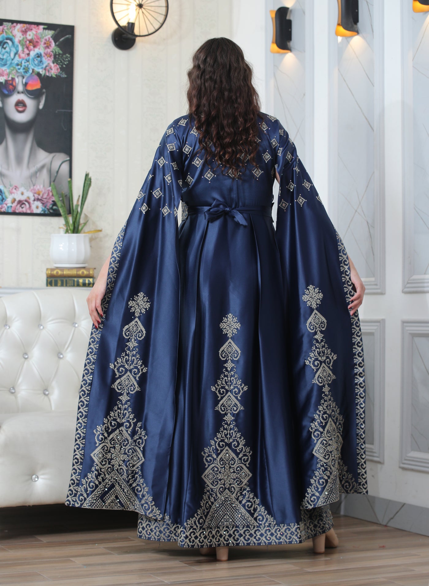 Navy Pearl - Embroidered Palestinian Dress