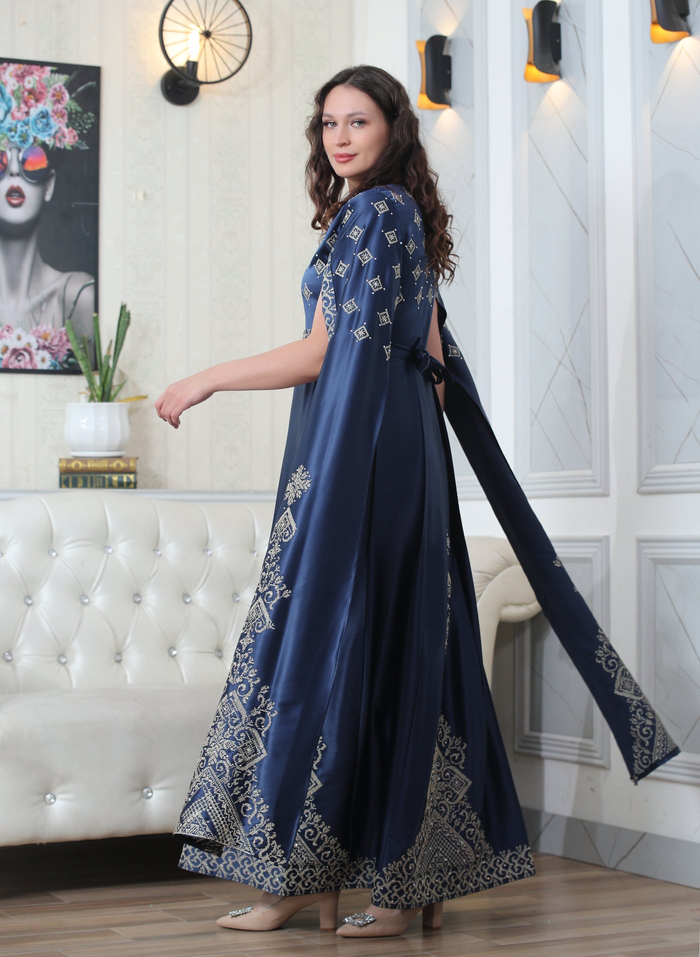 Navy Pearl - Embroidered Palestinian Dress