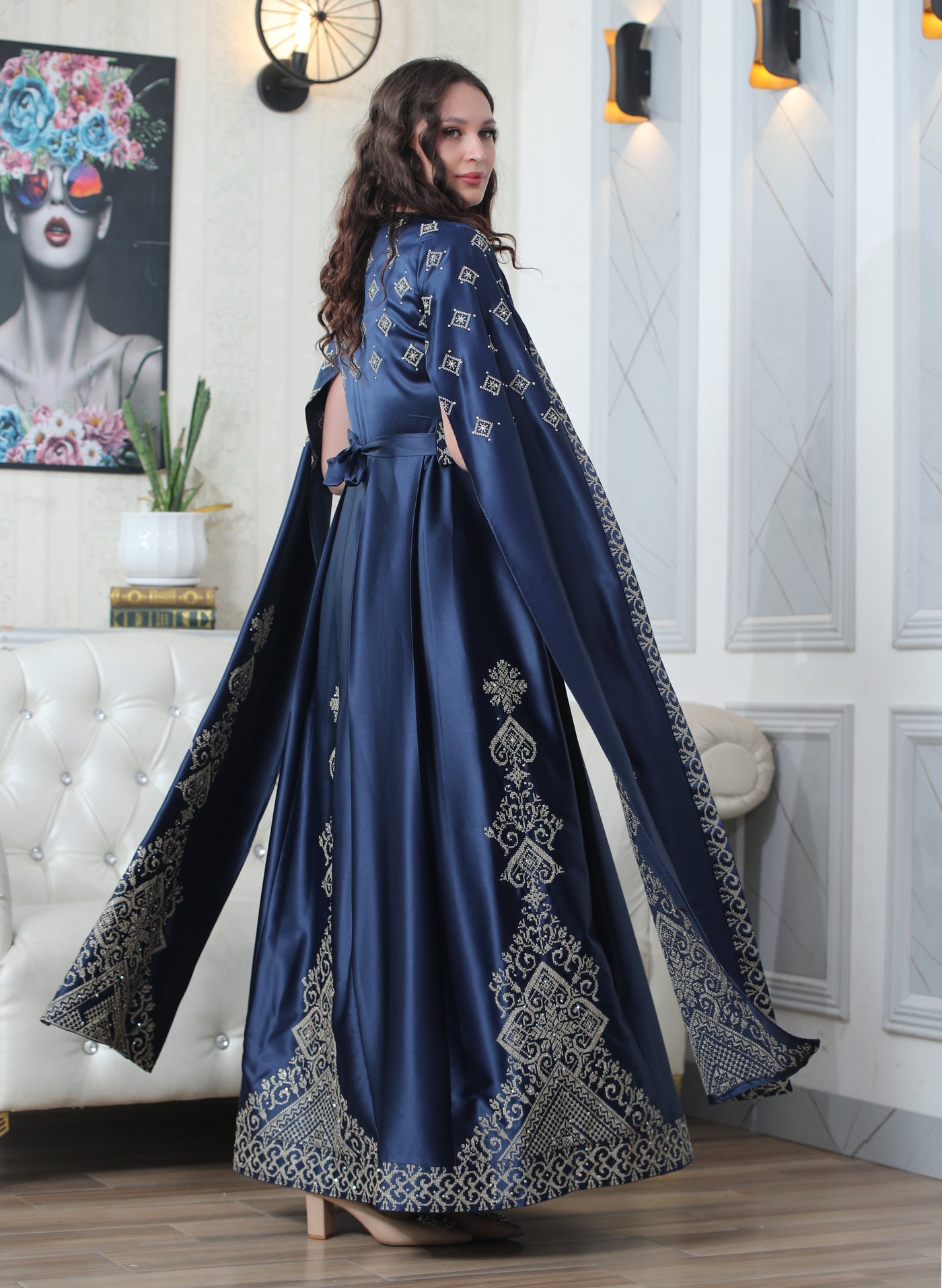 Navy Pearl - Embroidered Palestinian Dress