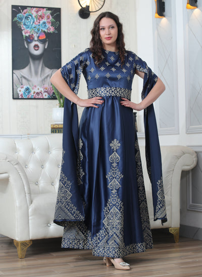 Navy Pearl - Embroidered Palestinian Dress