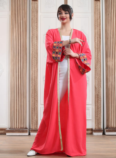 Red Bisht - Embroidered Palestinian style Bisht/Abaya