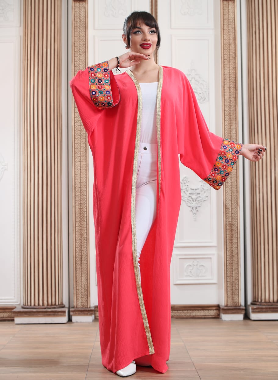 Red Bisht - Embroidered Palestinian style Bisht/Abaya