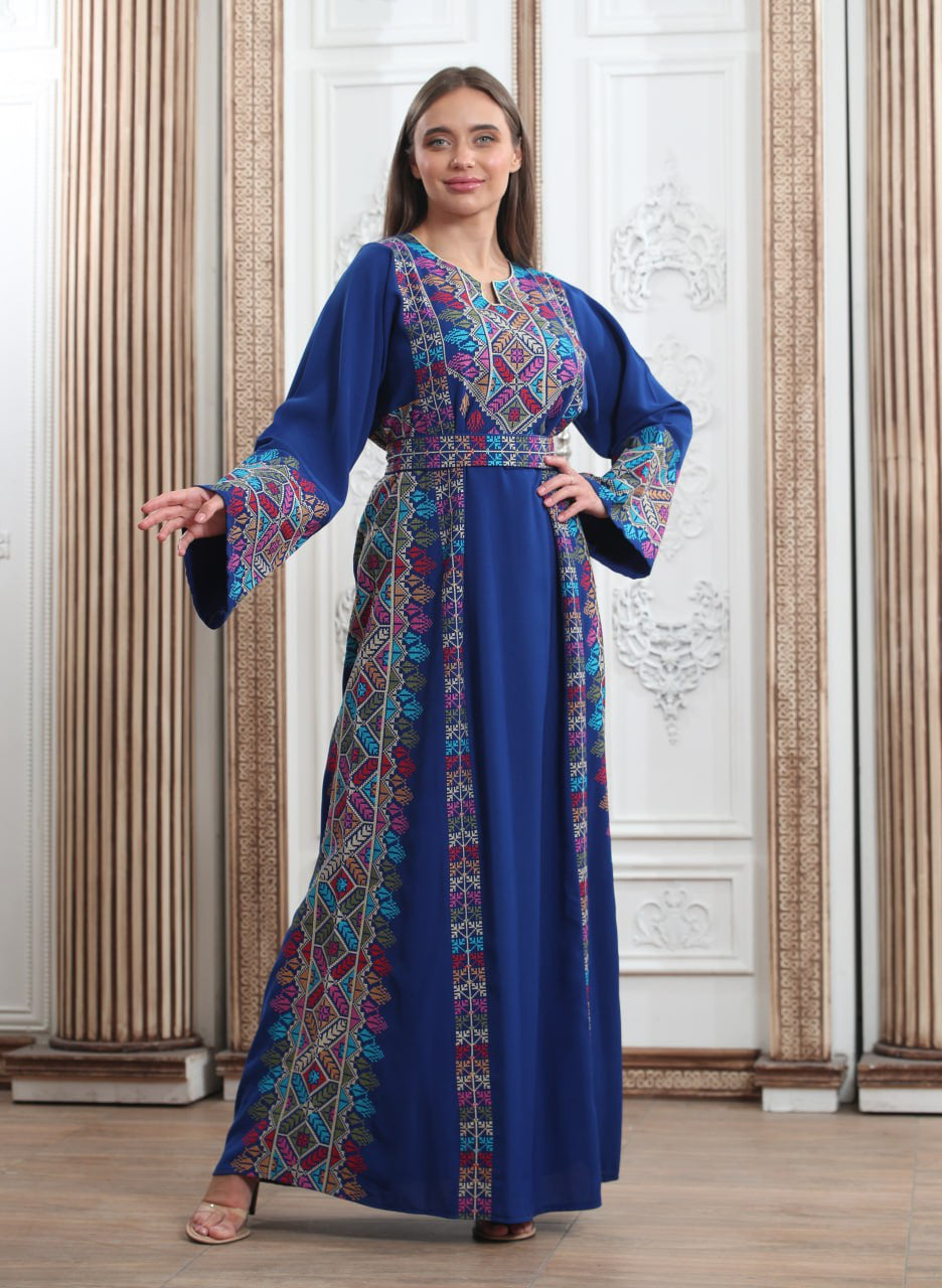Blue Star - Very High Quality Emroidered Palestinian style Thobe