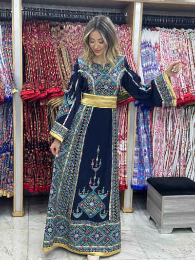 Gloss Of Nablus 2 - High Quality Traditional Embroidered Palestinian Thobe dress