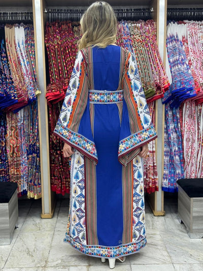 Blue Majdalawi - Very High Quality Embroidered Palestinian Thobe