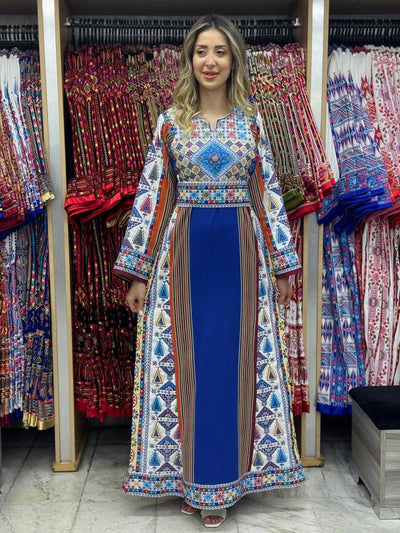 Blue Majdalawi - Very High Quality Embroidered Palestinian Thobe